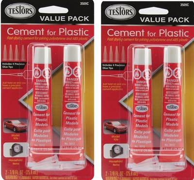#ad LOT of 2 Testors Cement Glue For Plastic 2 Pkg With 4 Precision Tip Adapters $19.85