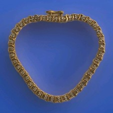 Vtg Pre-owned S-Link 14K Yellow Gold Diamond Accent Tennis Bracelet