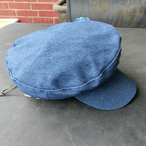 Womens Blue Jean Pageboy Hat S 22" 4 Blue Jean Flowers/Lined - Picture 5 of 8
