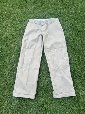 Dickies Men's Loose Fit Double Knee Work Pants, Straight Leg- khaki, 32x30