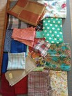 Vintage Fabric Remnant Lot #4 Dupioni Silk Feedsack Linen Cotton Lrg. Lot/Pieces