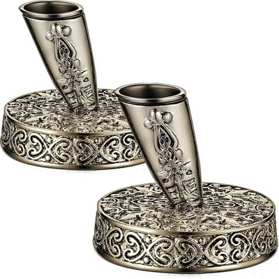 Tenare 2 Pieces Vintage Round Metal Feather Pen Holder Ancient Bronze 