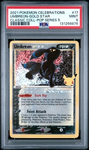 2021 POKEMON CELEBRATIONS CLASSIC COLL #17 UMBREON-GOLD STAR PSA 9