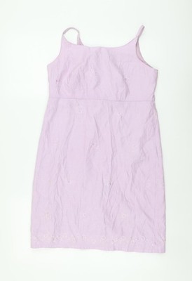 Gap Damen lila Polyester Schlupfkleid Größe 8 Rundhals Reißverschluss