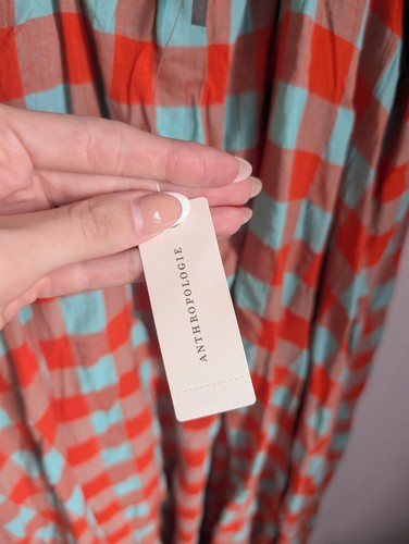 New By Anthropologie Tie-Back Midi Apron Nap Dress XL Summer Checked Maxi - Picture 18 of 19