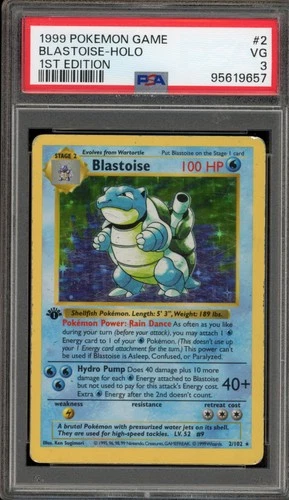 Pokemon Blastoise Base Set Shadowless 1st Edition Holo Rare #2 PSA 3