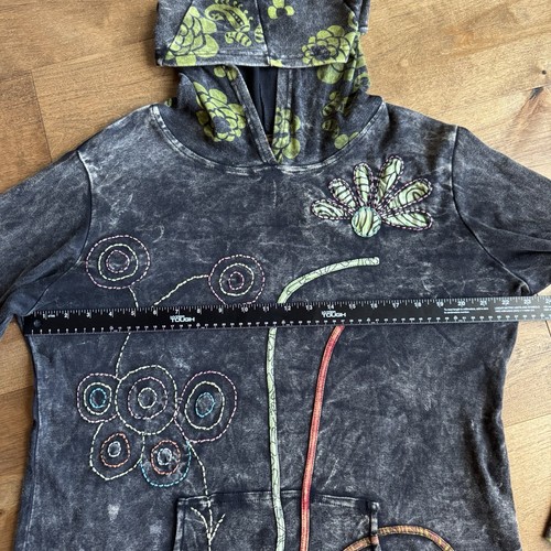 Top túnica Rising International XXL sudadera con capucha 100 % algodón boho con apliques florales - Imagen 6 de 9
