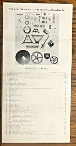 WA Straub Co Quaker City Mill no 6 illustrated parts list Philadelphia  PA