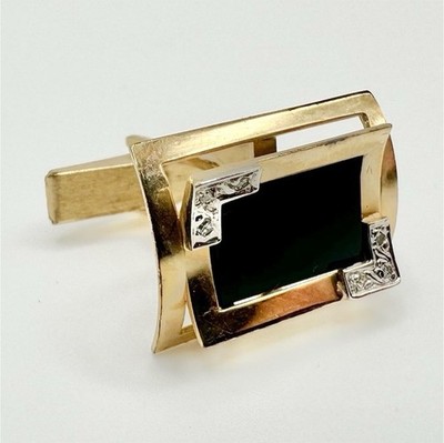 Single Vintage 14k Yellow Gold Onyx Cufflink Replacement