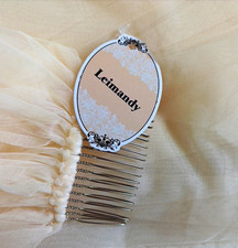Leimandy Champagne 40 in Tulle Wedding Veil with Metal Comb, Tulle Fabric