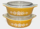 2 Vintage Pyrex Butterfly Gold 1 Pint Casserole Baking Dishes w/ Lids 471 Floral