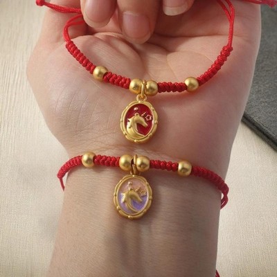 2026 Horse Year Lucky Red Rope Bracelet Chinese Style Zodiac Horse Bracelet
