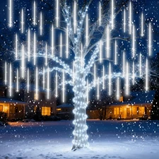 Christmas Lights Outdoor 12 Inch 10 Tubes Meteor Shower Light LED Falling Rai...