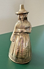 Vintage Brass  Lady 4.25" Bell ~Full Dress With Hat & Purse  In Hand~!!