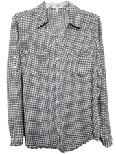 Express Portofino Geo Print Roll-Tab Sleeve Button-Up Shirt Size Large
