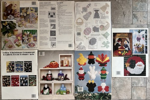 Leisure Arts Holiday/Christmas/Ornaments~PLASTIC CANVAS~Leaflet/Pattern Lot of 7 - Picture 2 of 2