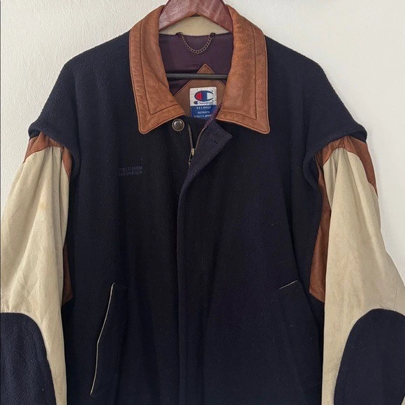 Chaqueta Bomber Champion Auténtica Mezcla Lana Atlética De Colección Talla XXL Universitaria Foto 3 de 4