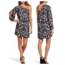 NWOT Chelsea28 floral one-sleeve asymmetrical mini shift dress size XL b50