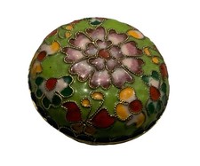 Vintage Oriental Chinese Cloisonné Blue Enamel Lidded Trinket Dish 5cm