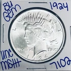 1924 BU UNCIRCULATED SILVER PEACE DOLLAR AUTHENTIC U.S. MINT FREE SHIPPING 7102