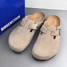 Birkenstock Boston Taupe Suede Leather Soft Footbed Clogs Shoes EU 37-45