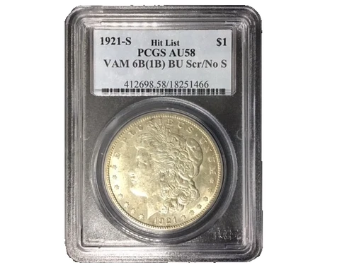 🔥🔥1921‑S Morgan Dollar PCGS AU58 VAM‑6B (1B) BU Serifs No‑S Hot 50 Variety🔥🔥