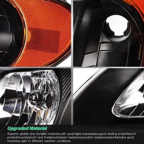 For 2001-2007 Dodge Grand Caravan Headlights Assembly Black Headlamps Light Pair - Picture 5 of 7