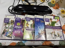 Xbox 360 Kinect Sensor With 5 Games Disney, Zumba, Sports See Pics For Games
