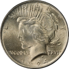 1924-P Peace Dollar PCGS MS64 OGH Great Eye Appeal