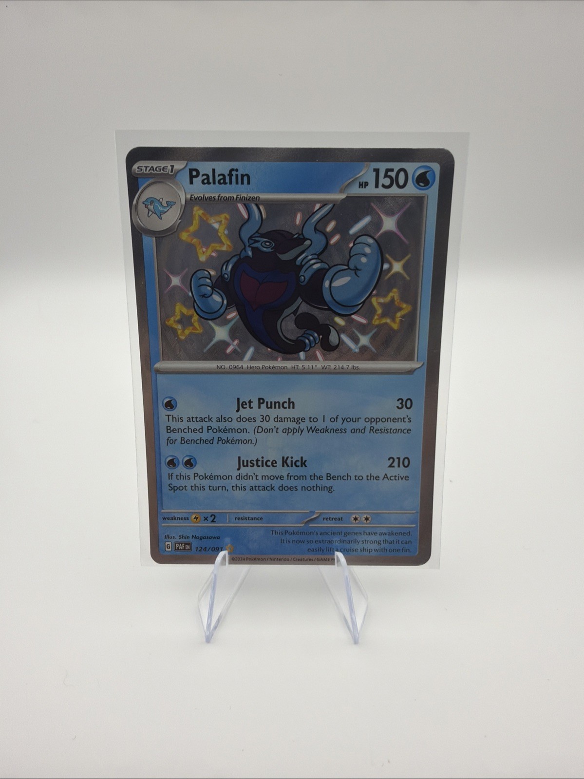 Pokémon TCG Shiny Palafin 124/091 Paldean Fates Holo Rare NM