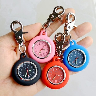 Silicone Women Mens Unisex Nurse Doctor Keychains Hanging Pocket Watches 