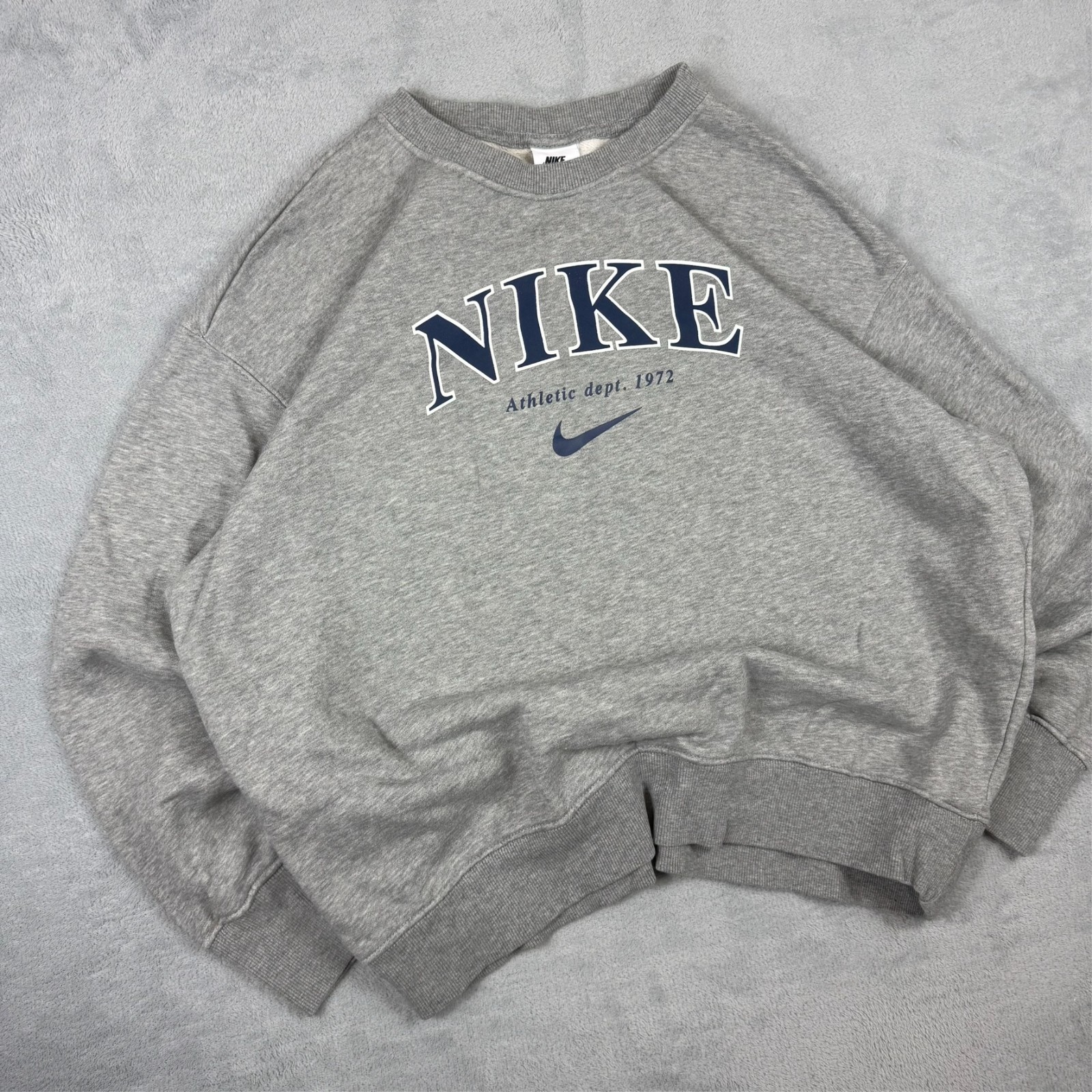 Vintage Nike Athletic Dept 1972 Grey Oversized Size Small Pullover Sweatshirt image 2