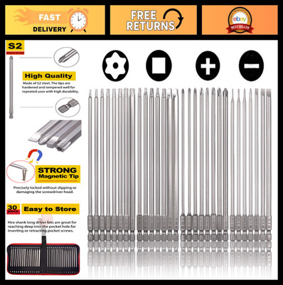 30 Pack 1/4'' Hex Shank Magnetic Screwdriver Bits Set - 6'' Power Tool Accessories