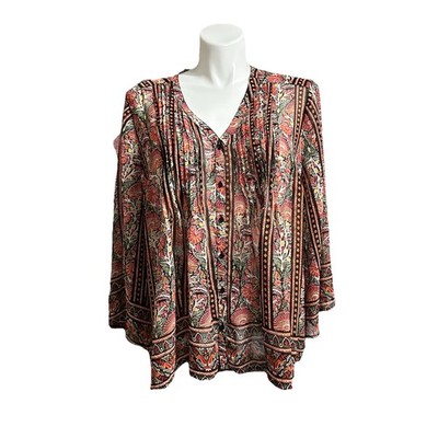 New Direction Women s Plus 3X Shirt Multi Color 3/4 Sleeve Sheer Lightweight Top