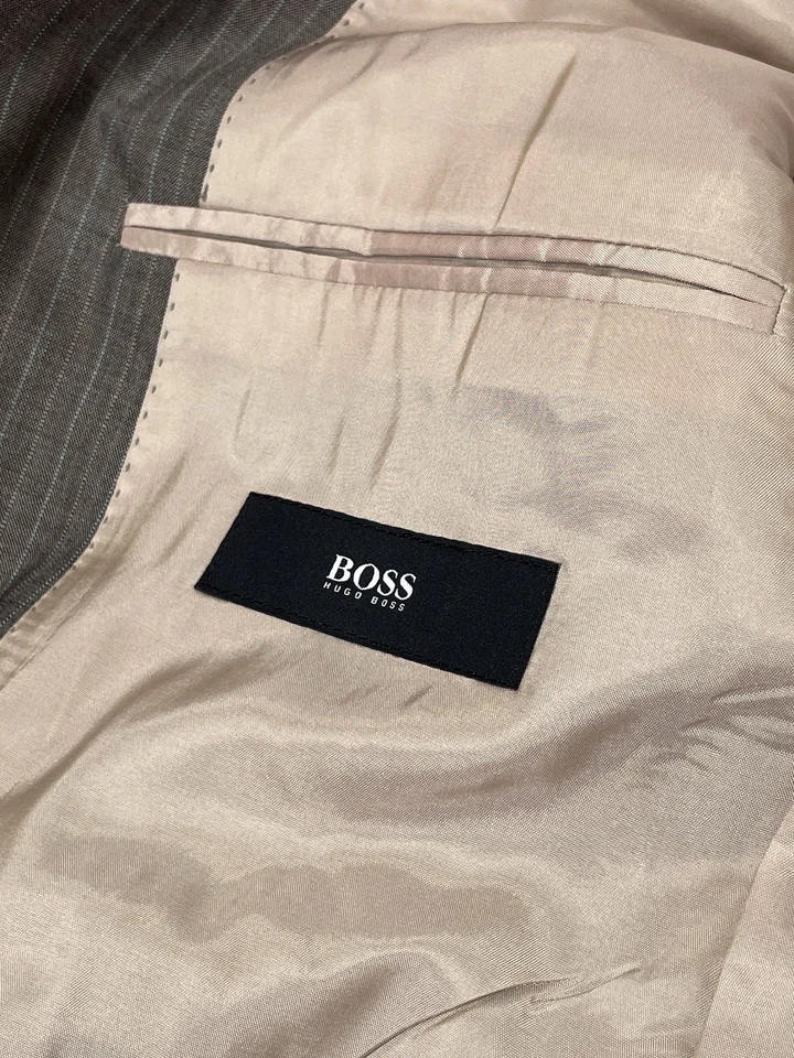 Hugo Boss Conjunto Traje Lana Virgen Marrón Rayas Hombre Talla 48 L Foto 4 de 4