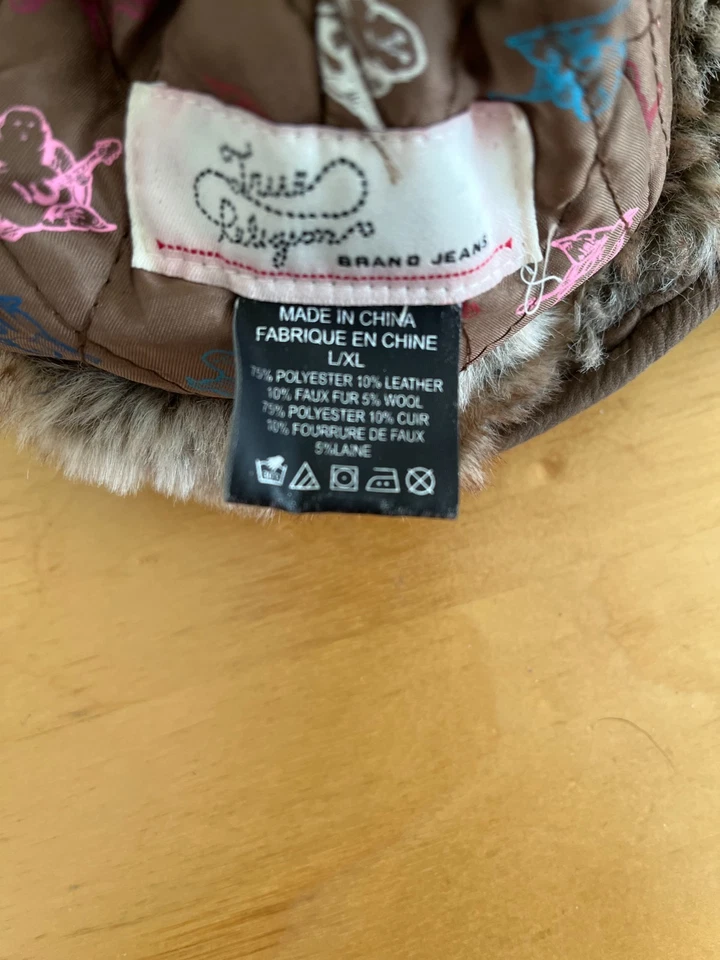 Chapéu unissex vintage True Religion xadrez vermelho flanela caçador pele sintética tamanho G/XL - Imagem 2 de 4