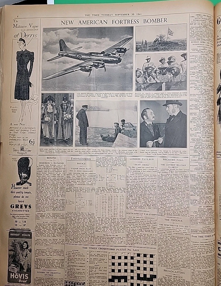 Historical The Times London Edition Sept 1, To Oct 30, 1941, Bound