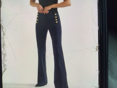 derek lam 10 crosby “Robertson” Navy Flared Sailor Hook & Eye pants Size 6. - Picture 5 of 12