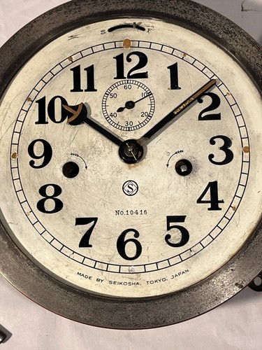 WW2 Seikosha Tokyo Japanese Navy Ship Marine Clock W/ Key Working #10416 - Bild 6 von 9