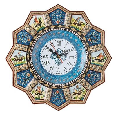 LPUK, Wanduhr, Perser, Handarbeit, Intarsien, Intarsien, Wanduhr, 36cm