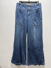 Anthropologie Pilcro and the Letterpress Wide Leg Blue Jeans Size 28 Snap Leg