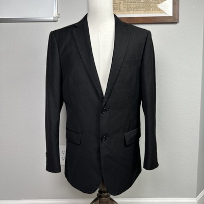 Giorgio Fiorelli Blazer Men 40R Black Superlux Super Fine 150 Dual Vent Jacket