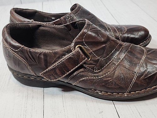 Clarks Bendables Womens Size 9.5M Brown Leather Textured Loafers Shoes Flats - Picture 18 of 20
