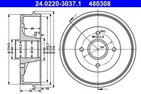 2 X Bremstrommel ATE 24.0220-3037.1 FüR Renault Megane I
