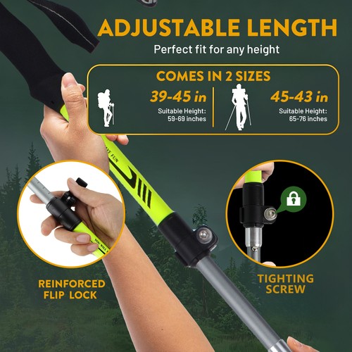 2PCS Trekking Hiking Poles Collapsible Walking Sticks fr Travel Camping Climbing - Afbeelding 2 van 10
