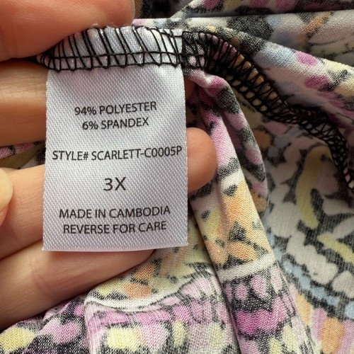 Lizzy Women's 3X Colorful Dress Paisley 3/4 Sleeve Rainbow Cottagecore Festival - Picture 5 of 8