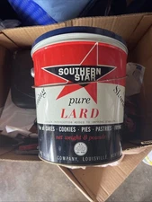 SOUTHERN STAR  Vintage 8 Pounds  Lard Tin, Louisville Kentucky