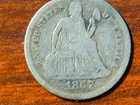 1867 s Liberty Seated Dime. Rare