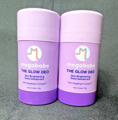2 Megababe Glow Deo Daily Deodorant Stick Skin Brightening Aluminum Free 2.6oz
