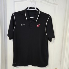 Nike Dri-FIT Polo Shirt Mens Large Black with Arrowhead Logo Short Sleeve